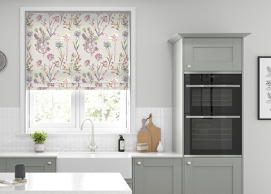 Roman blind in a kitchen